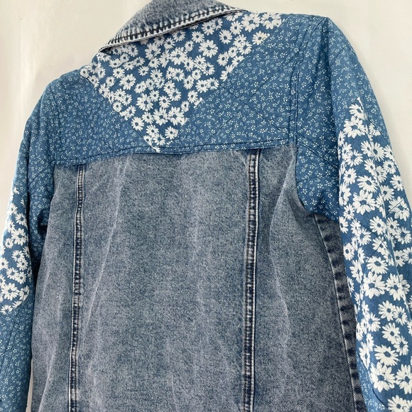 Avec Les Filles Floral Patchwork Blue Denim Jacket Size Xtra Small - Picture 6 of 10